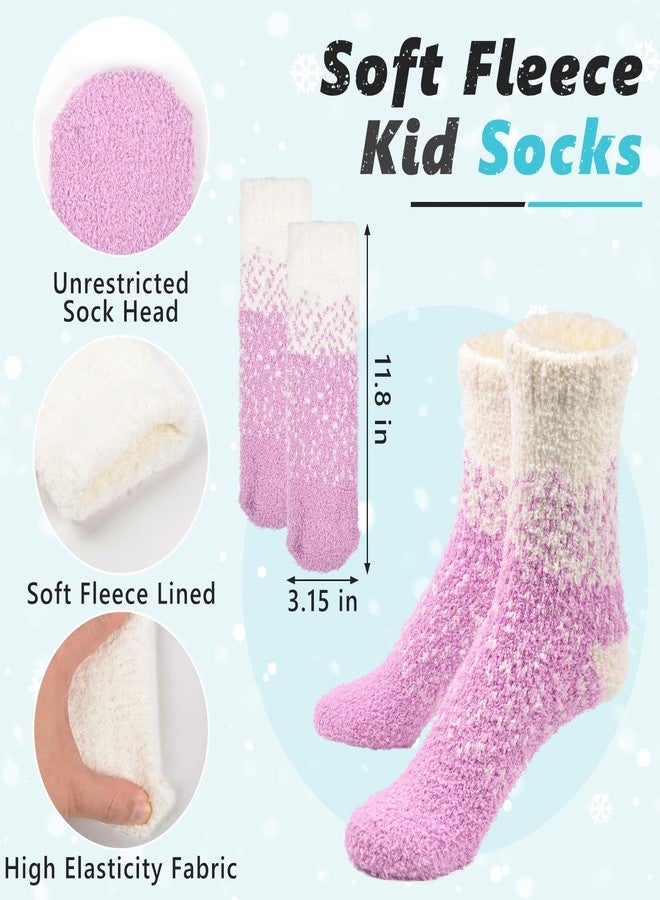 QZUnique Kids Winter Hat Gloves Set - 4 Pcs Fleece Lined Toddler Winter Accessories, Beanie Scarf Mittens Socks for Girls Age 4-8 Year (rainbow) - Image 5