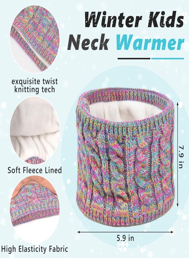QZUnique Kids Winter Hat Gloves Set - 4 Pcs Fleece Lined Toddler Winter Accessories, Beanie Scarf Mittens Socks for Girls Age 4-8 Year (rainbow) - Image 4