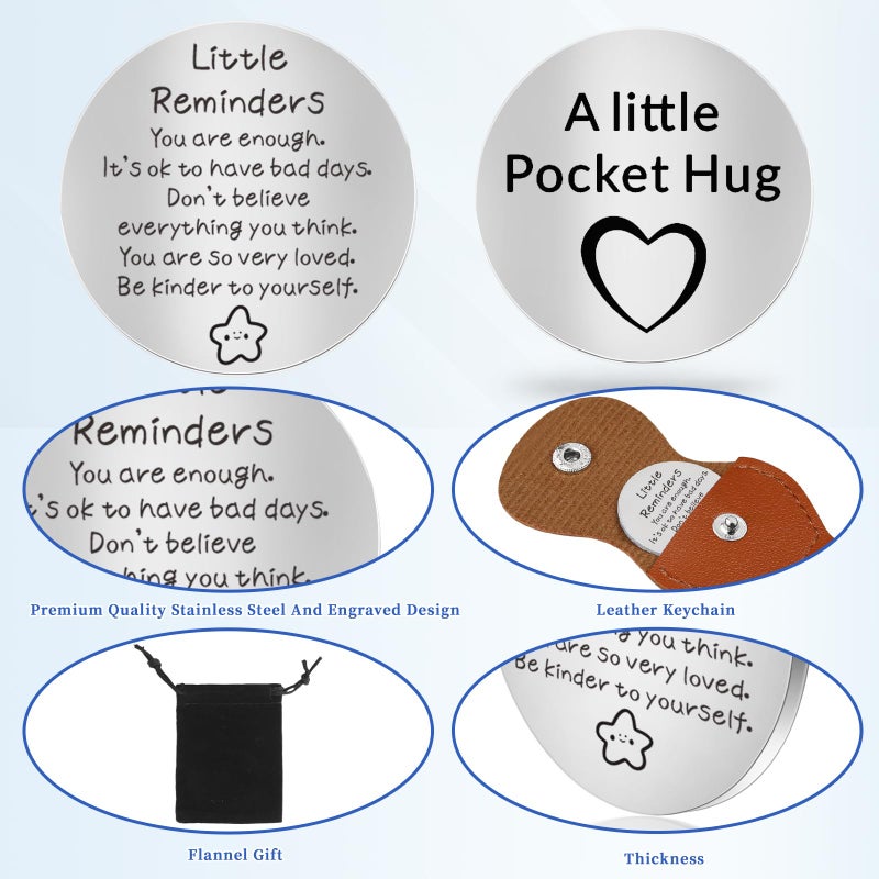 Chambom Pocket Hug Token - Long Distance Relationship Keepsake, Inspirational Gifts Friends Gifts Graduation Gift Christmas Gift Father's Day Mothers Day for Mom with Keychain, Double-sided Stainless Steel - Image 4