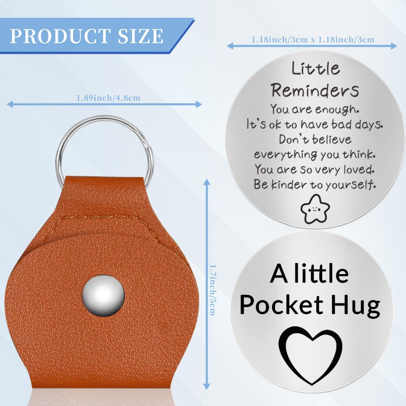Chambom Pocket Hug Token - Long Distance Relationship Keepsake, Inspirational Gifts Friends Gifts Graduation Gift Christmas Gift Father's Day Mothers Day for Mom with Keychain, Double-sided Stainless Steel - Image 3