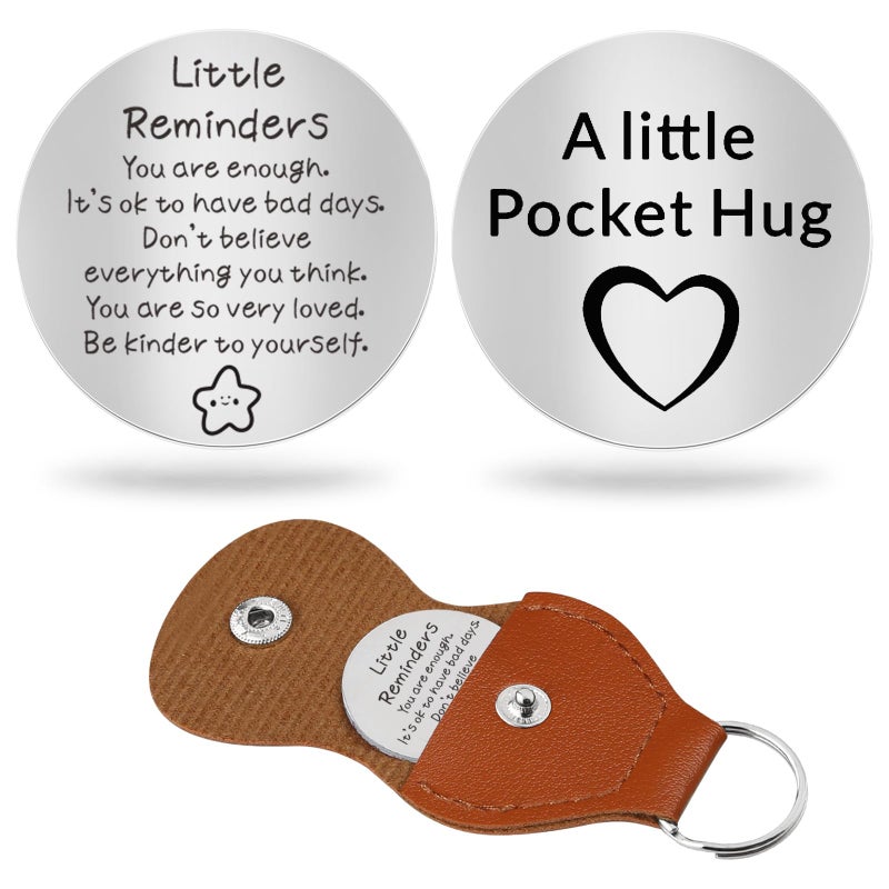 Chambom Pocket Hug Token - Long Distance Relationship Keepsake, Inspirational Gifts Friends Gifts Graduation Gift Christmas Gift Father's Day Mothers Day for Mom with Keychain, Double-sided Stainless Steel - Image 1