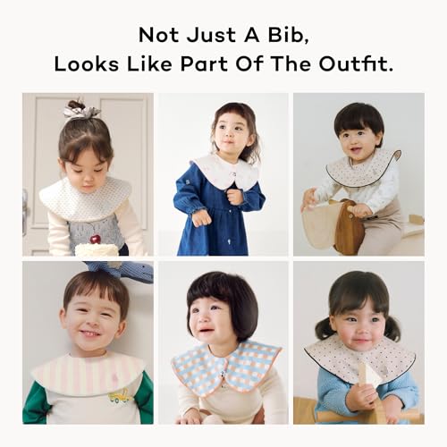 Konny Piped Edge Bib 5Pack for Infants (0-36M) Moisture-Wicking Fabric Essential Hygiene and Fashion for Girls and Boys - SetⅠ - Image 5