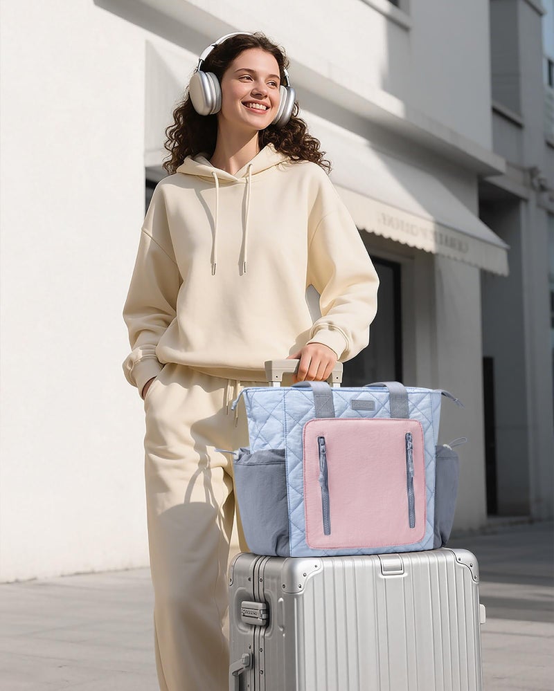 Bagstellar Puffer Tote Bag for Women, Lightweight Puffy Work Laptop Handbag Teacher Nurse Quilted Shoulder School Daily Travel Gym Bag - Image 3