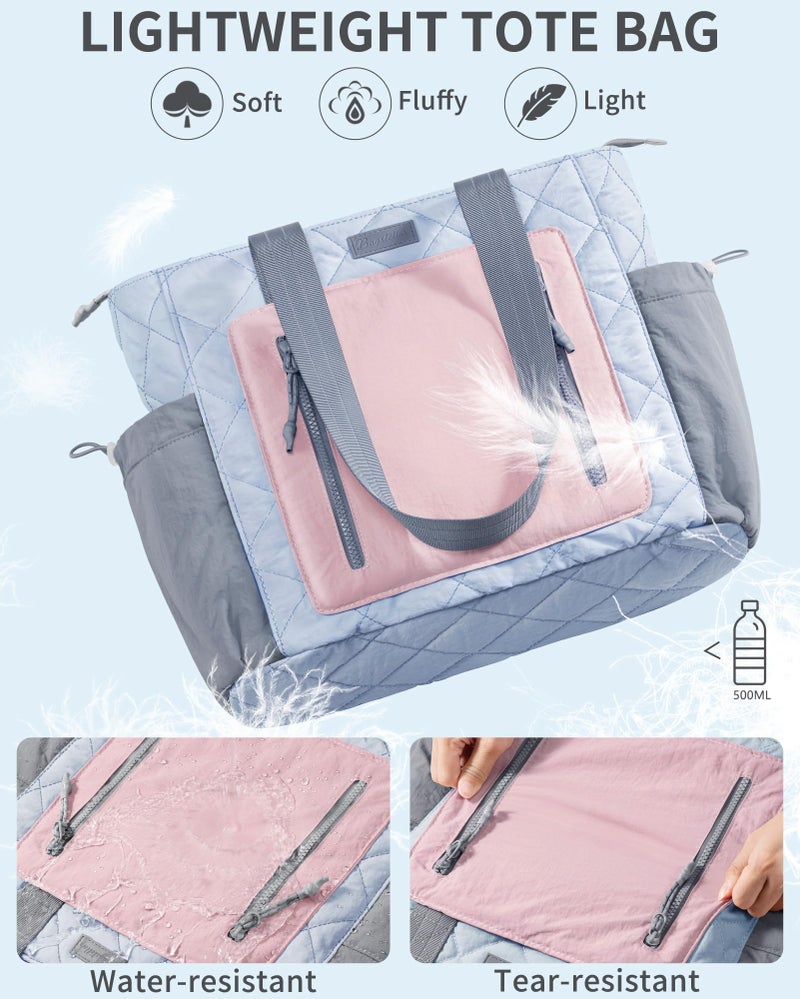 Bagstellar Puffer Tote Bag for Women, Lightweight Puffy Work Laptop Handbag Teacher Nurse Quilted Shoulder School Daily Travel Gym Bag - Image 5