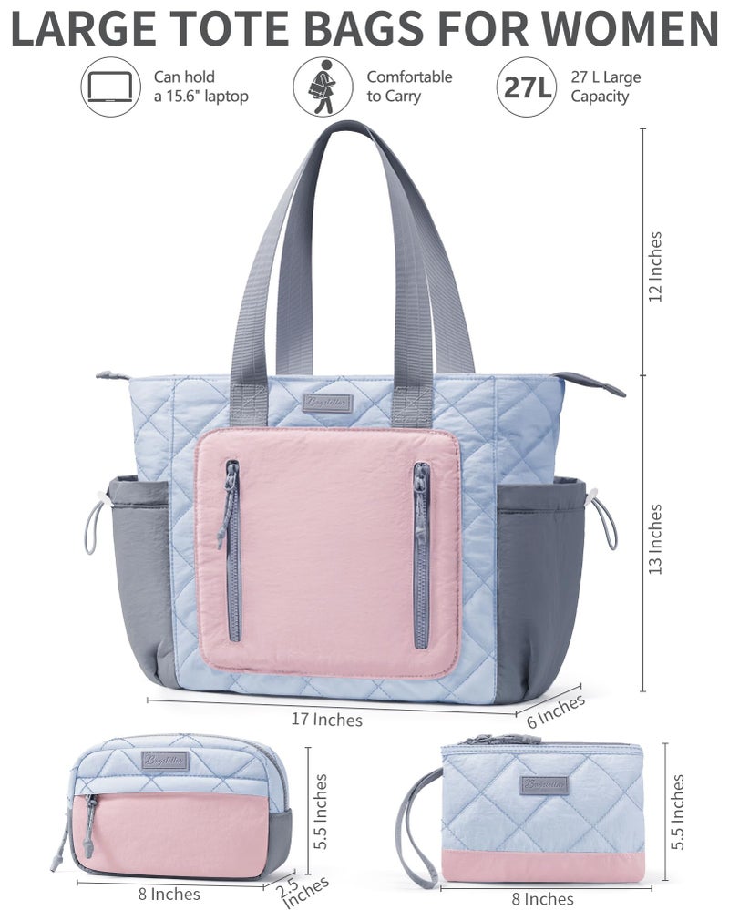 Bagstellar Puffer Tote Bag for Women, Lightweight Puffy Work Laptop Handbag Teacher Nurse Quilted Shoulder School Daily Travel Gym Bag - Image 4