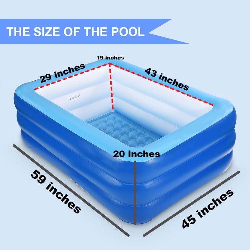 XFlated Kiddie Pools, Inflatable Swimming Pool with Soft Floor, Durable 59 inches Swim Play Kids Pool for Garden or Backyard or Indoor (Blue) - Image 5