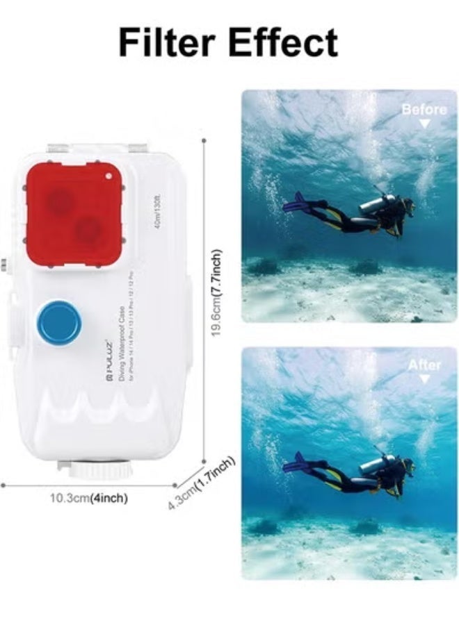 PULUZ 40m/130ft Waterproof Diving Case for iPhone 15 Pro Max/15 Plus /14 Plus / 14 Pro Max / 13 Pro Max /12 Pro Max/for Surfing Snorkeling Floating Photo Video Taking Underwater Housing Cover White - Image 5