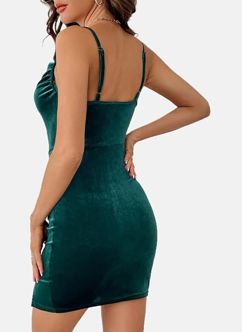 YUNIQEE Velvet Ruched Mini Dress