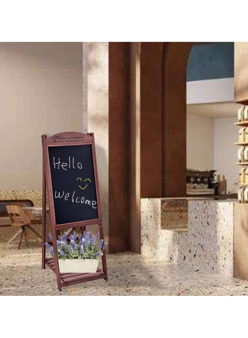 LINGWEI Wooden Handwriting Black Board Drawing Board with Stand For Indoor Outdoor Writing Boards Decorative Accessoeries Freestanding Chalk Board Wooden Flower Plant Display Stand - Image 4