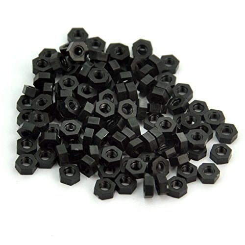 Electronics-Salon Metric Black Nylon Hex Nut, Hexagonal.