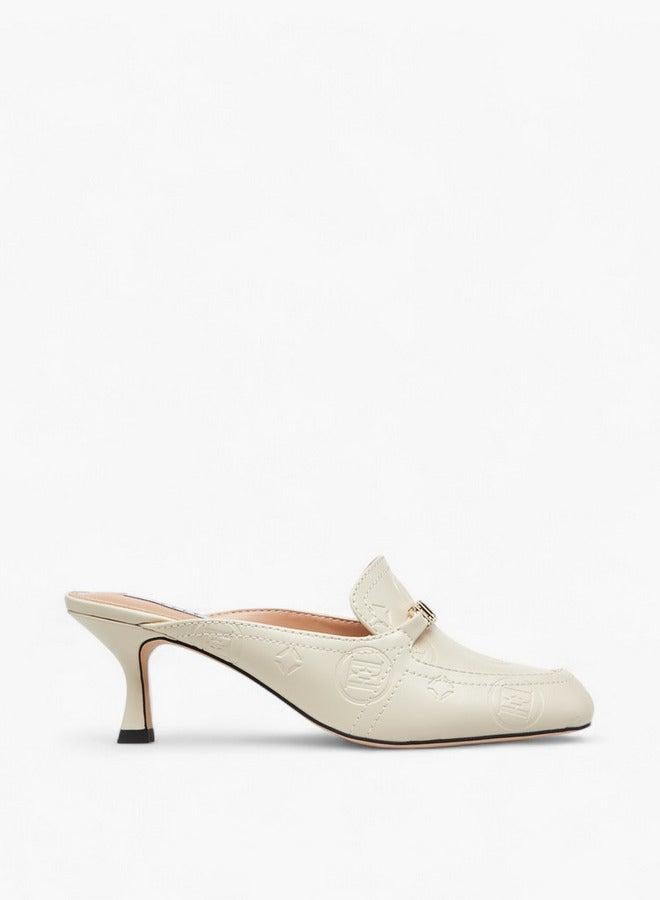 ELLE Monogram Embossed Mules with Kitten Heels - Image 2