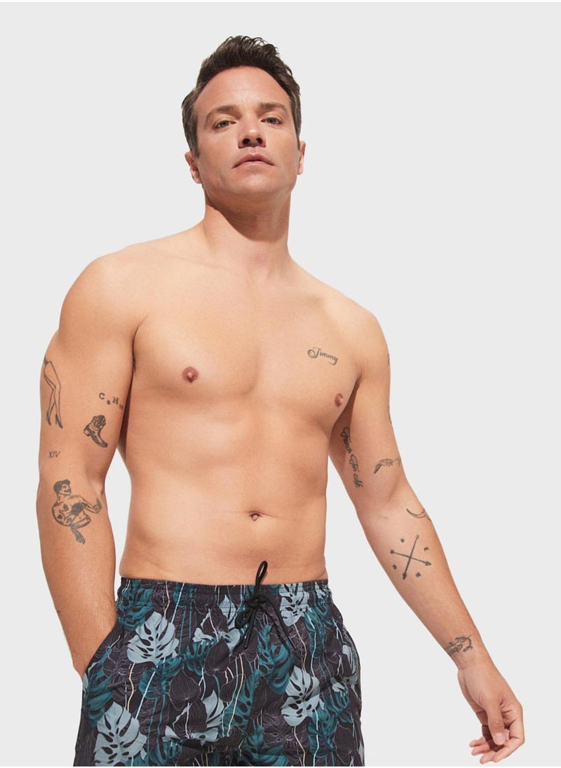 JUNE Patterned Swim Shorts - Image 1