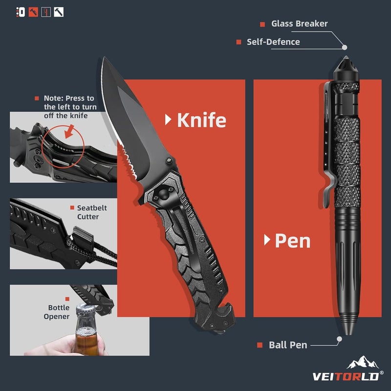 VEITORLD Gifts for Him Men Husband Dad Valentines Day - Survival Gear and Equipment 12 in 1, Survival Kits - Cool Fishing Hunting Camping Anniversary Birthday Gift for Man Teen Boy Boyfriend Women - Image 2