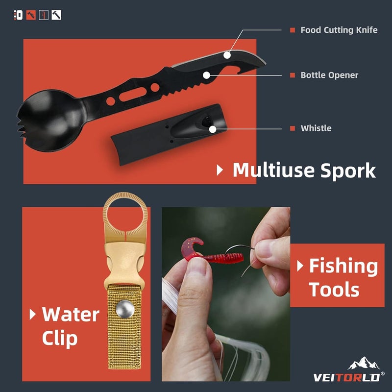 VEITORLD Gifts for Him Men Husband Dad Valentines Day - Survival Gear and Equipment 12 in 1, Survival Kits - Cool Fishing Hunting Camping Anniversary Birthday Gift for Man Teen Boy Boyfriend Women - Image 4