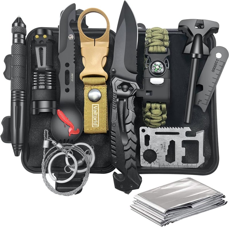 VEITORLD Gifts for Him Men Husband Dad Valentines Day - Survival Gear and Equipment 12 in 1, Survival Kits - Cool Fishing Hunting Camping Anniversary Birthday Gift for Man Teen Boy Boyfriend Women - Image 1