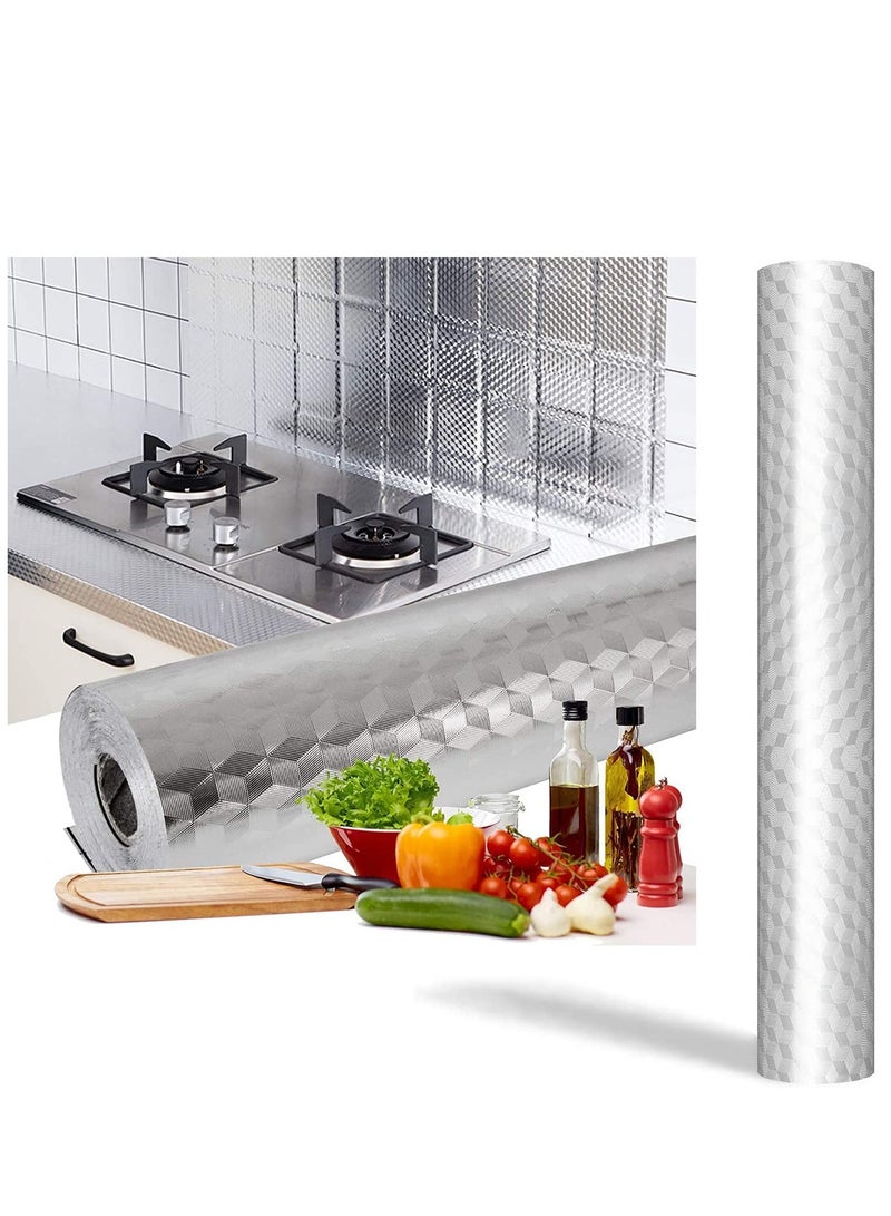 Kitchen Backsplash Stickers Wallpaper, Aluminum Foil, Self Adhesive, Waterproof High Temperature Resistance, Kitchen Stickers, for Drawer, Cabinets, Shelf Liner - Image 1