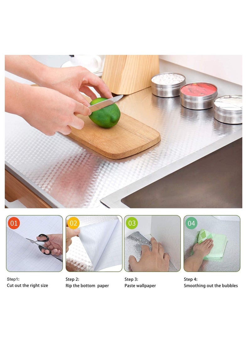 Kitchen Backsplash Stickers Wallpaper, Aluminum Foil, Self Adhesive, Waterproof High Temperature Resistance, Kitchen Stickers, for Drawer, Cabinets, Shelf Liner - Image 3