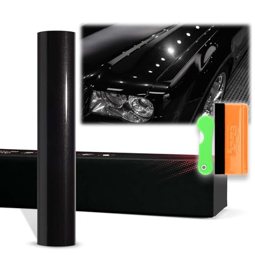 EZAUTO WRAP 12"x60" (1FTx5FT) PPF Paint Protection Film Gloss Black Silver Metallic Self Healing Auto Bra Vinyl Wrap Invisible Scratches Shield Sheet DIY with Tool Kit - Image 1