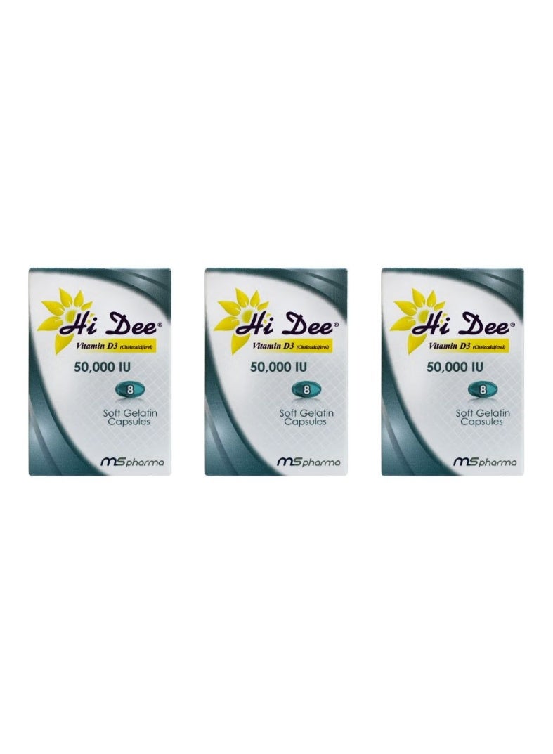 Hi Dee 50000 IU Capsules 3 Pack | High Strength Vitamin D3 for Bone, Muscle & Immune Support