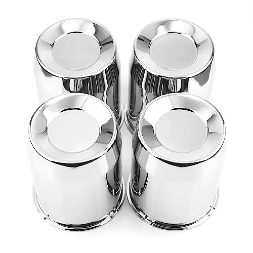 RTrhinoTuning 4PCS 5.15" 130mm Push Through Center Caps Wheel Hub Caps for 5.15in Truck Trailer Wheel Center Holes 6.46" Height Chrome - Image 1