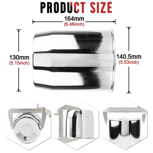RTrhinoTuning 4PCS 5.15" 130mm Push Through Center Caps Wheel Hub Caps for 5.15in Truck Trailer Wheel Center Holes 6.46" Height Chrome - Image 2