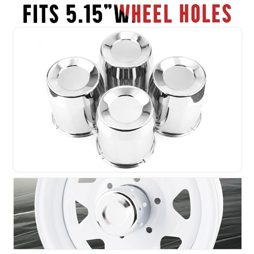 RTrhinoTuning 4PCS 5.15" 130mm Push Through Center Caps Wheel Hub Caps for 5.15in Truck Trailer Wheel Center Holes 6.46" Height Chrome - Image 4