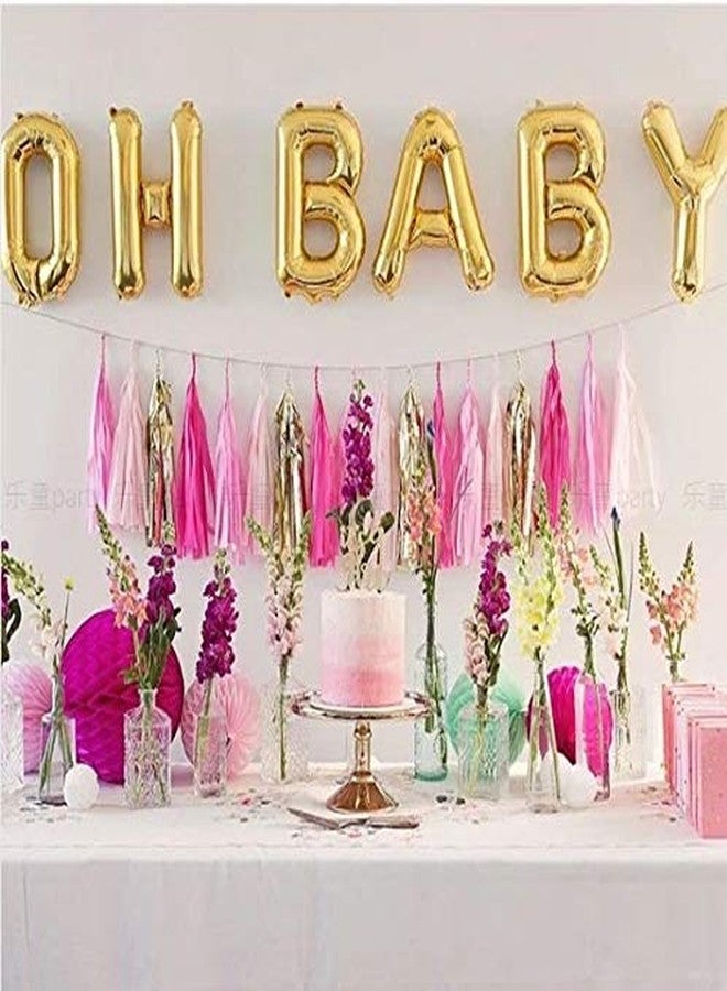Tellpet OH BABY Letter Balloons, Baby Shower Party Decorations Decor Supplies, Gold, 16 Inch - Image 3
