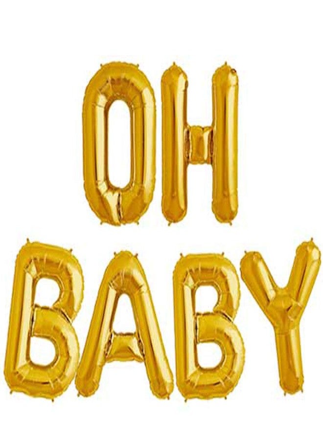 Tellpet OH BABY Letter Balloons, Baby Shower Party Decorations Decor Supplies, Gold, 16 Inch - Image 1