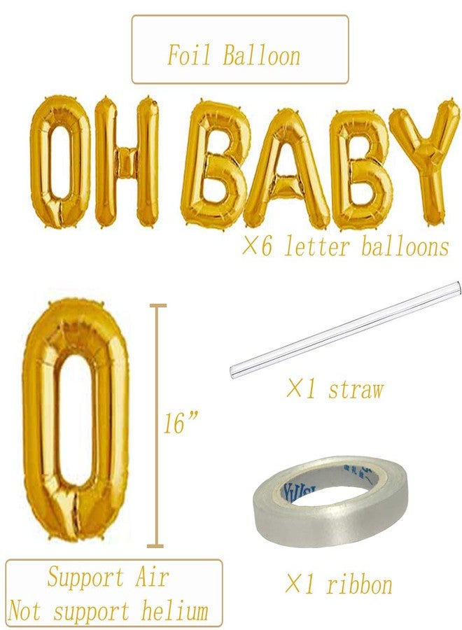 Tellpet OH BABY Letter Balloons, Baby Shower Party Decorations Decor Supplies, Gold, 16 Inch - Image 4