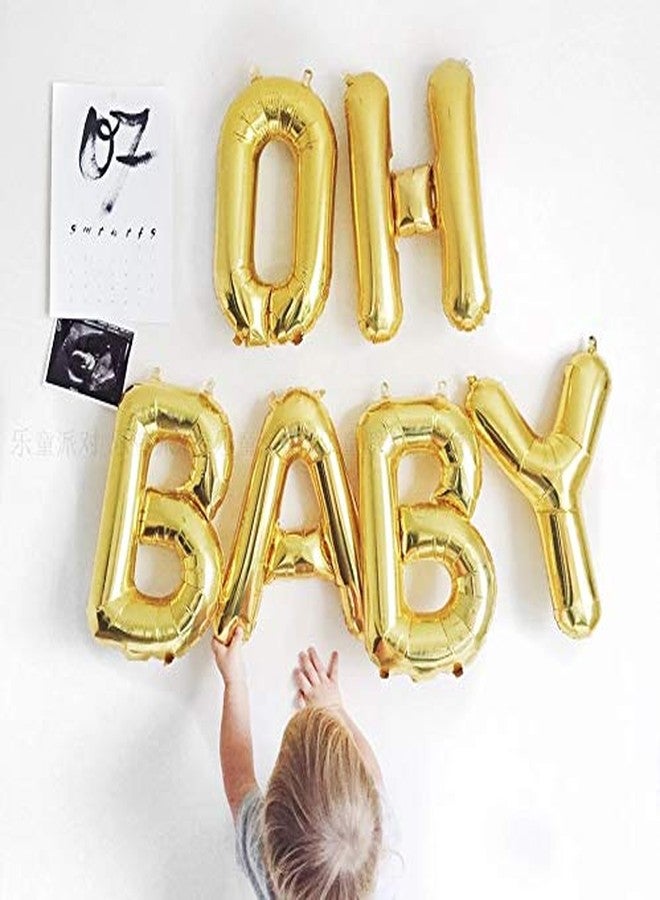 Tellpet OH BABY Letter Balloons, Baby Shower Party Decorations Decor Supplies, Gold, 16 Inch - Image 5