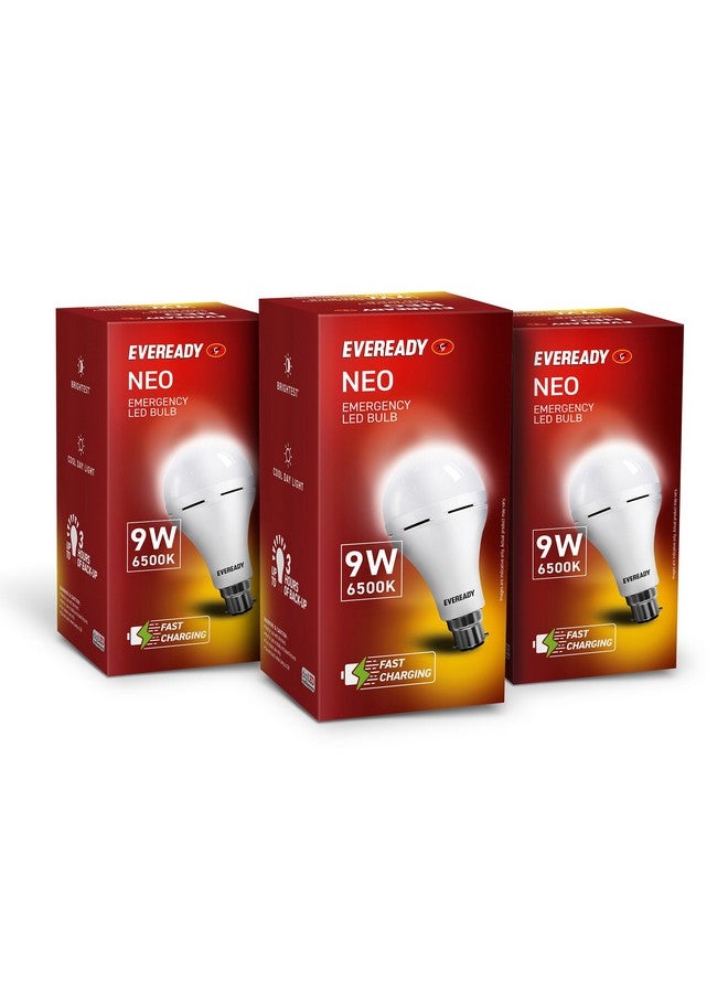 Eveready Eveready 9W Emergency Inverter LED Bulb, Cool Day Light (6500K), Rechargeable Bulb with 3 Hours Backup, Ideal for Powercuts, Energy Efficient, B22 Base, Pack of 3 - Image 1
