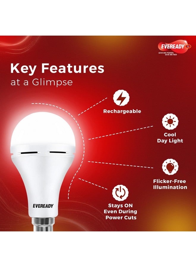 Eveready Eveready 9W Emergency Inverter LED Bulb, Cool Day Light (6500K), Rechargeable Bulb with 3 Hours Backup, Ideal for Powercuts, Energy Efficient, B22 Base, Pack of 3 - Image 5
