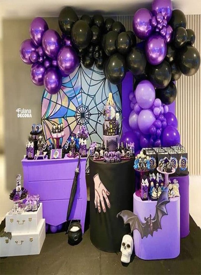 duile 133pcs Wednesday Balloon Garland Arch Kit Black and Chrome Purple Balloons for Wednesday Themed Party Supplies Birthday Party Decoration (no backdrop) - Image 5