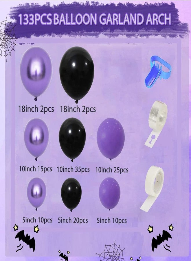 duile 133pcs Wednesday Balloon Garland Arch Kit Black and Chrome Purple Balloons for Wednesday Themed Party Supplies Birthday Party Decoration (no backdrop) - Image 2