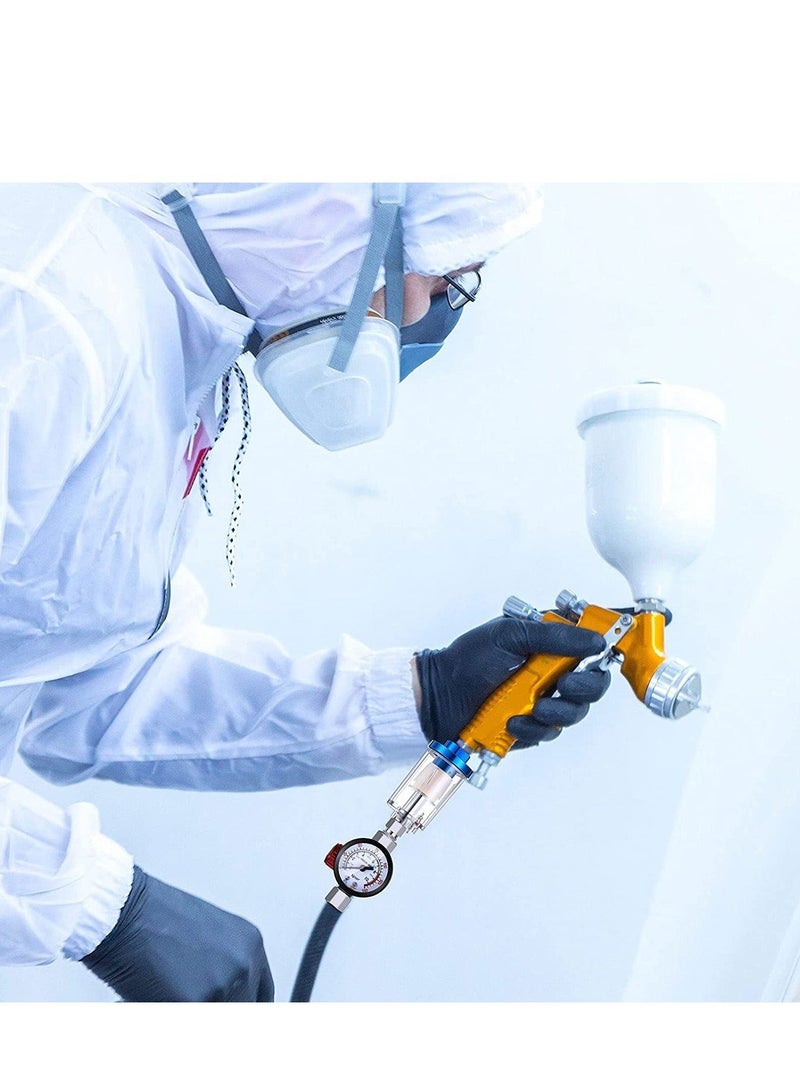 Spray Gun Painting Sprayer Oil Water Separator 1/4 Inch Pressure Gauge and Water Trap Filter Pressure Regulator Air Compressor Regulator for Air Spray Paint Gun Air Pressure Cleaner - Image 2