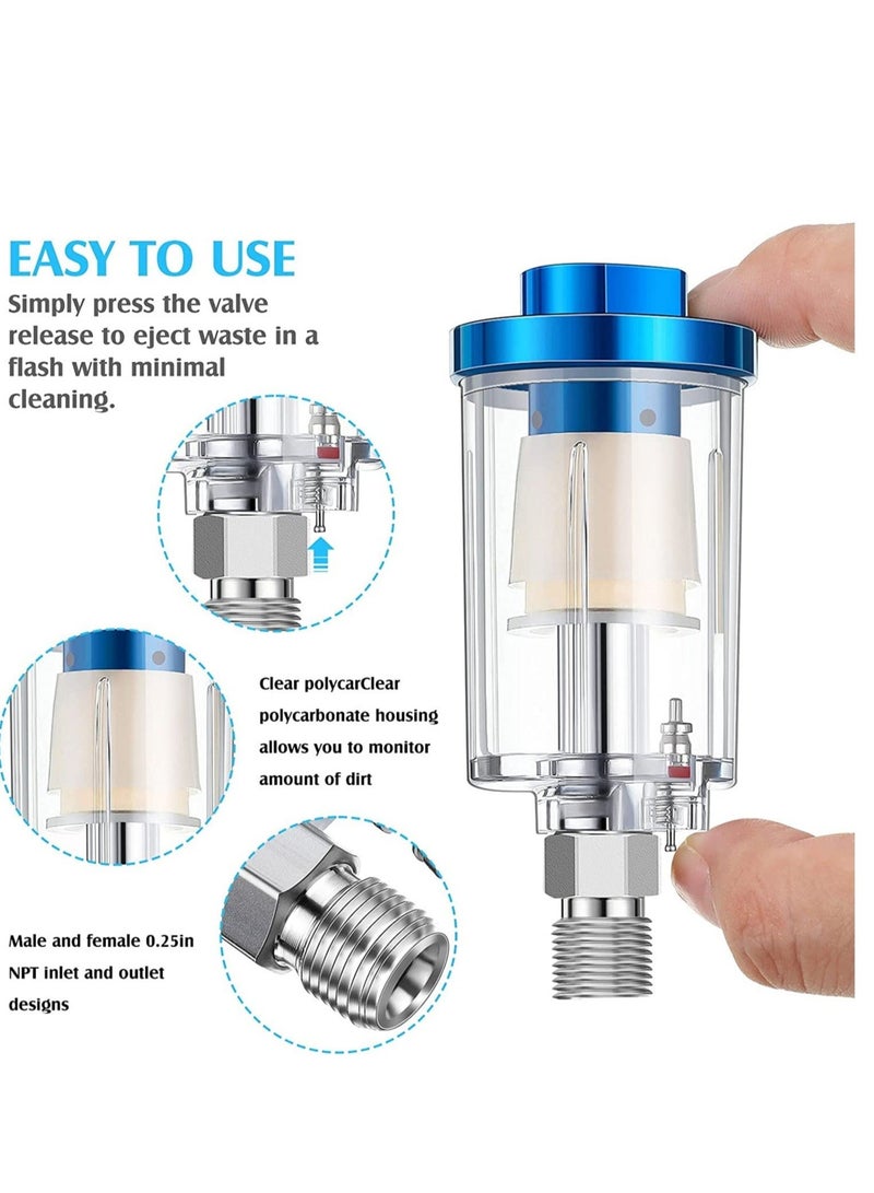 Spray Gun Painting Sprayer Oil Water Separator 1/4 Inch Pressure Gauge and Water Trap Filter Pressure Regulator Air Compressor Regulator for Air Spray Paint Gun Air Pressure Cleaner - Image 3