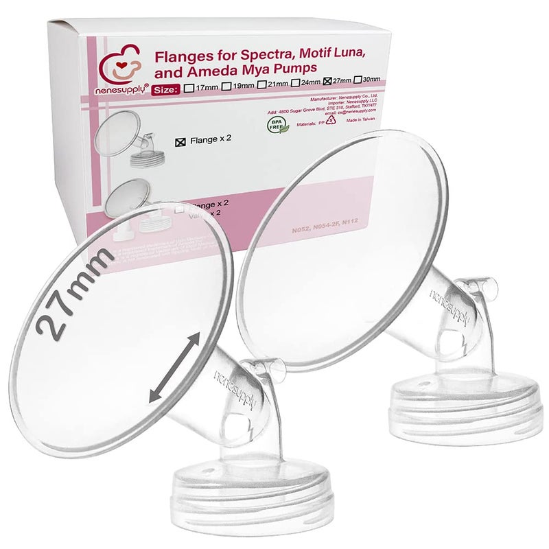 Nenesupply 27mm 2 pc Flanges Compatible with Spectra S2 S1 9 Plus Synergy Gold Breastpump Replacement to Spectra Pump Parts Flange Accessories Wide Mouth Work with Valve Backflow Protector Bottle - Image 1