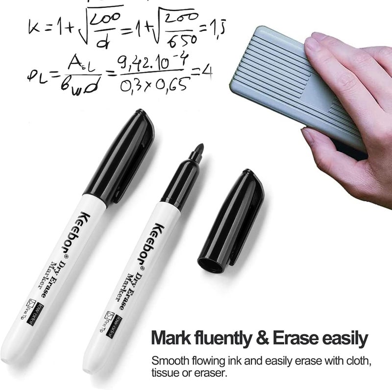 Keebor Fine Tip Dry Erase Markers, Black | Low-Odor | Non-Toxic, 16 Count White Board Dry Erase Markers, Office Supplies - Image 3