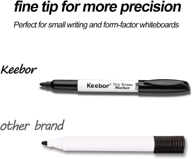 Keebor Fine Tip Dry Erase Markers, Black | Low-Odor | Non-Toxic, 16 Count White Board Dry Erase Markers, Office Supplies - Image 4