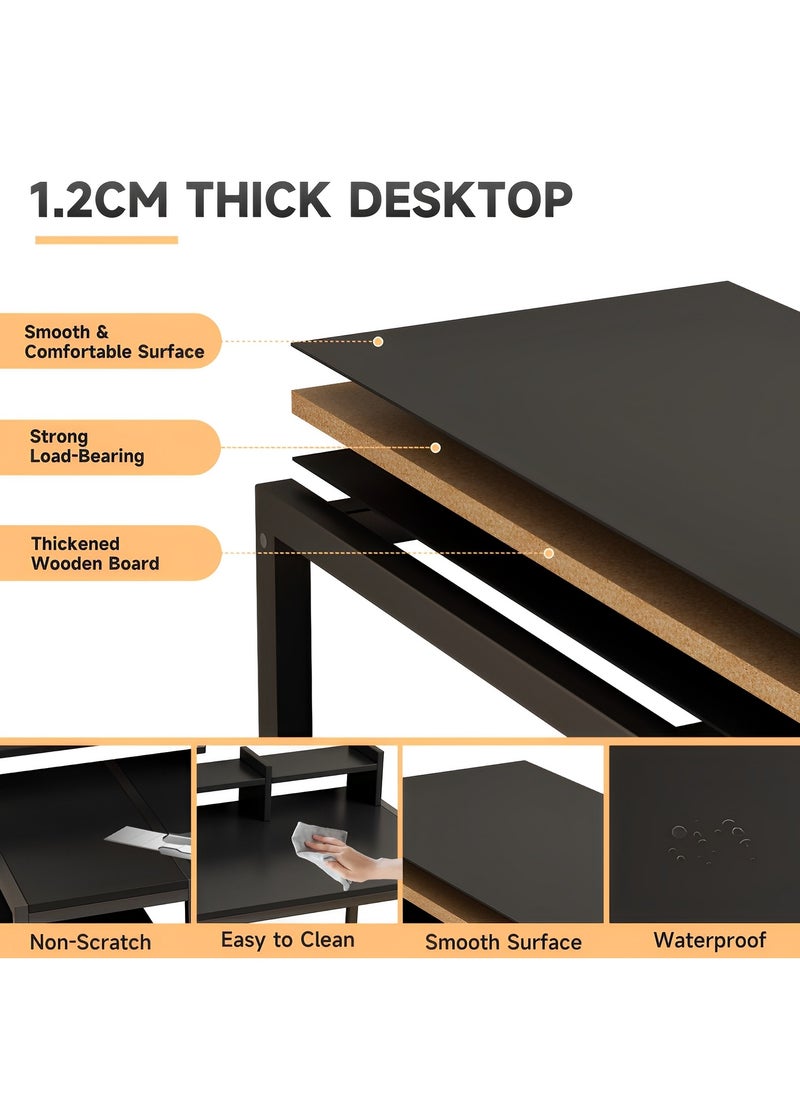 SHEIDLIN - Computer Desk，54" Gaming Desk, Home Office Desk Built-In Dual Storage Shelves & Triple Monitor Stand ， Storage Space-Savor, Modern Table, Black - Image 1