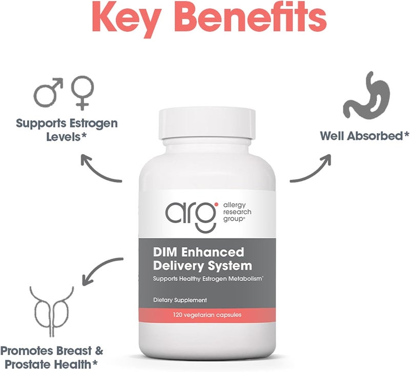 Allergy Research Group DIM Enhanced Delivery System  DIM Supplement for Women Estrogen Supplement for Women and Men Diindolylmethane for Hormone Balance Menopause Support  120 Vegetarian Capsules - Image 4