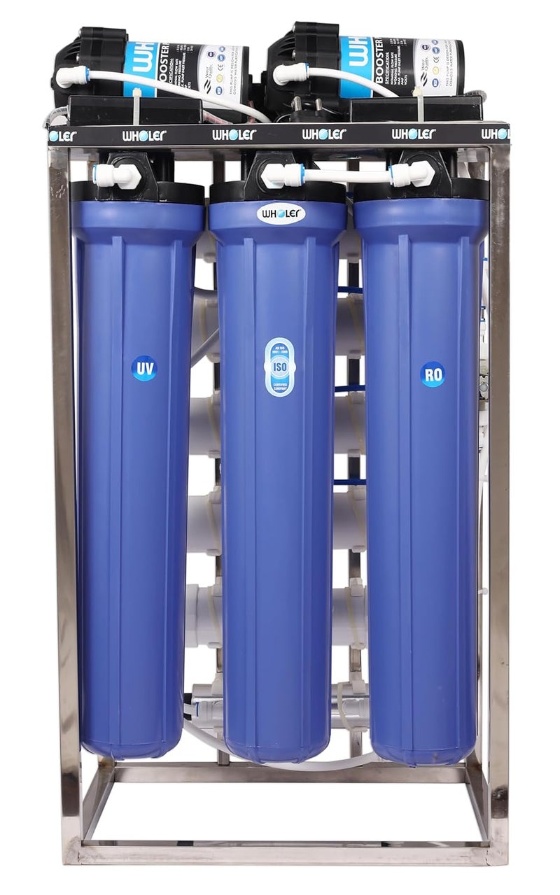 WHOLER 100 LPH RO PLANT Commercial water purifier 100 Liter Per Hour Blue Stainless steel Full Automatic with TDS Adjuster And Auto shut off function ROUVTDSAUTO SHUT OFF - Image 1