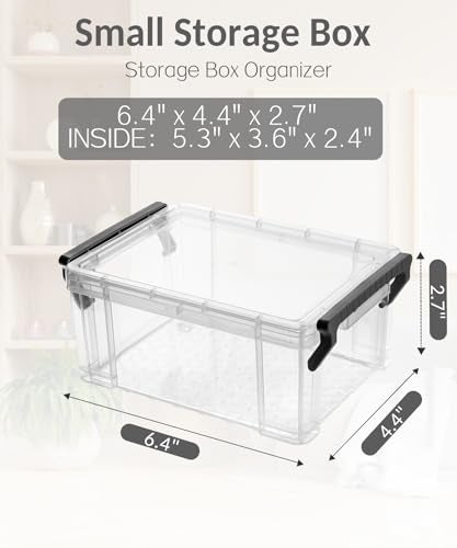 Sooez 6 Pack Small Plastic Containers with Lids 64 x 44 x 27 Clear Crayon Box Pencil Pouch Stackable Stroage Organizer for Beads Craft and Art Supplies Storage Bins for Jewelry and Stickers - Image 3