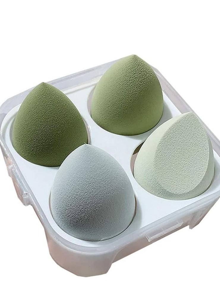 ORiTi ORiTi Makeup Sponge Set 4pcs Blender Multi-colored Beauty Foundation Blending Sponge for Liquid, Cream, and Powder Dry & Wet Use Makeup Sponge Egg (Green)  - Image 1