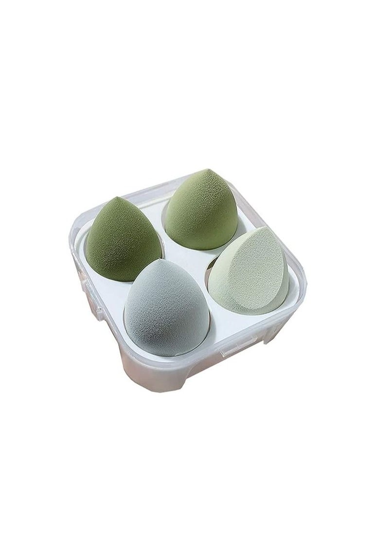 ORiTi ORiTi Makeup Sponge Set 4pcs Blender Multi-colored Beauty Foundation Blending Sponge for Liquid, Cream, and Powder Dry & Wet Use Makeup Sponge Egg (Green)  - Image 2