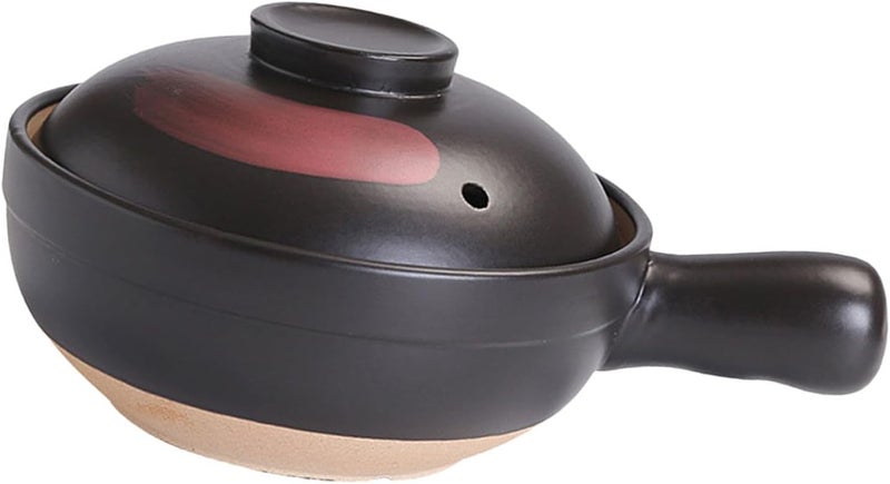 Pottery Clay Casserole Pot with Handle Non Stick Soup Cooking Pot Easy to Clean High Temperature Resistant for Stews and Rice Convenient Kitchenware for Everyday Use - Image 1