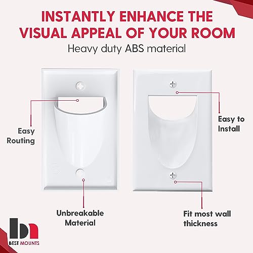Best Mounts 2 Pack Wall Plate Cable Pass Through with Bracket - In Wall Cable Management Kit - Recessed Cable Wall Plate Pair with Single Gang Low Voltage Mounting Bracket - Decorator Cover for Low Voltage Cables - Image 5