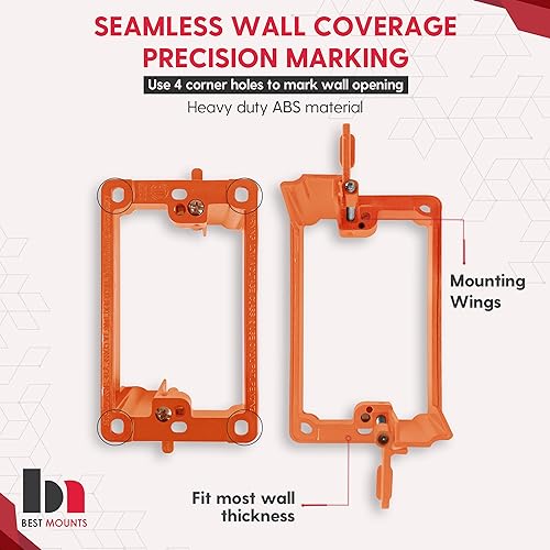 Best Mounts 2 Pack Wall Plate Cable Pass Through with Bracket - In Wall Cable Management Kit - Recessed Cable Wall Plate Pair with Single Gang Low Voltage Mounting Bracket - Decorator Cover for Low Voltage Cables - Image 3