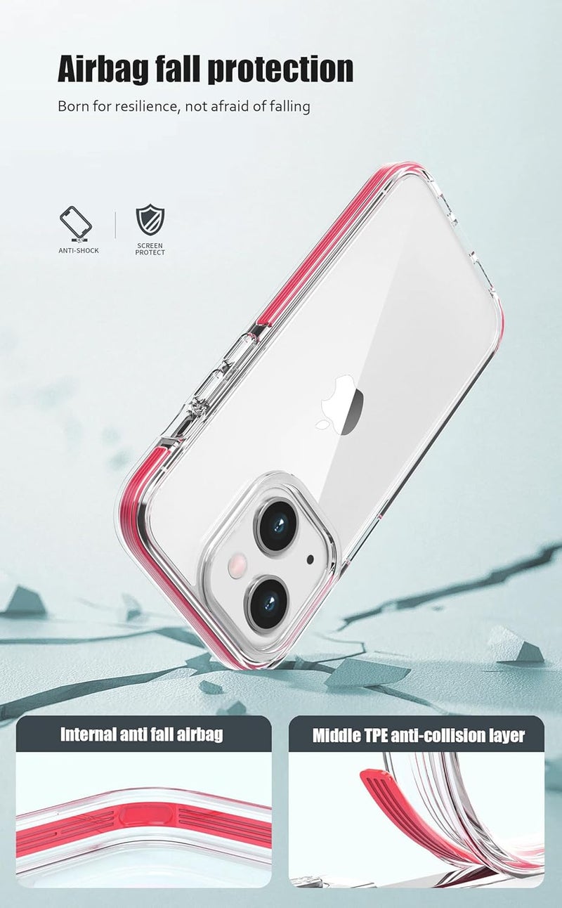 Mobistyle Thermoplastic Polyurethane Designed For iPhone 15 Cover|Non Yellowing|Transparent Acrlyic Hybrid|Shockproof Back Cover Case Compatible With iPhone 15 (Clear Back|Edges Red) - Image 1