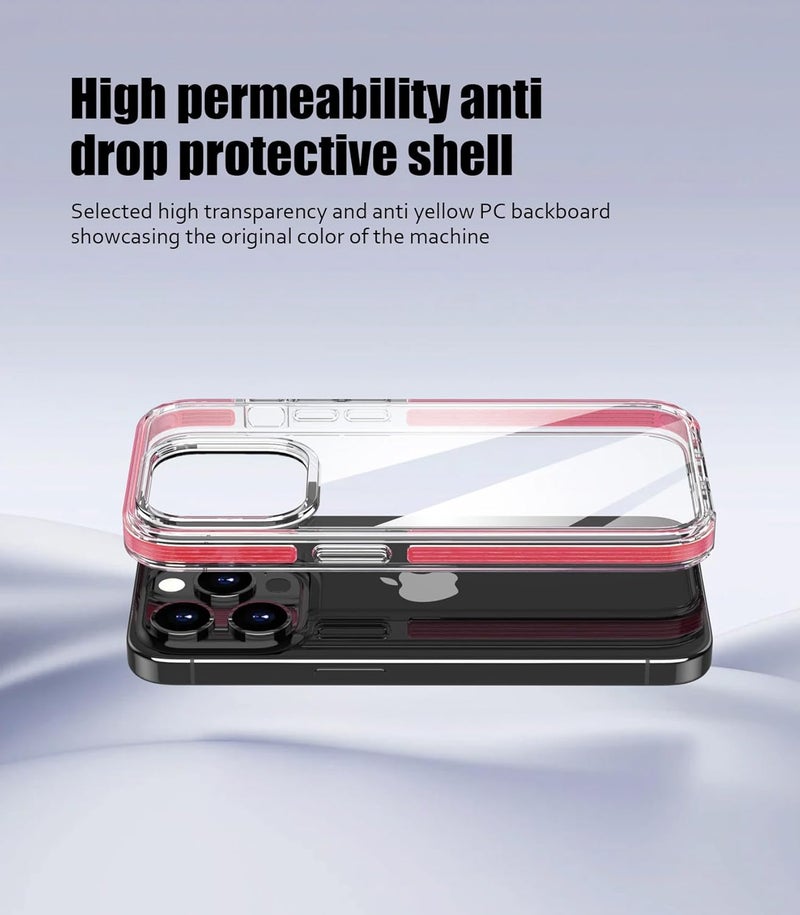 Mobistyle Thermoplastic Polyurethane Designed For iPhone 15 Cover|Non Yellowing|Transparent Acrlyic Hybrid|Shockproof Back Cover Case Compatible With iPhone 15 (Clear Back|Edges Red) - Image 4